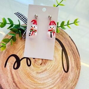 Polymer clay earrings | Christmas snow man